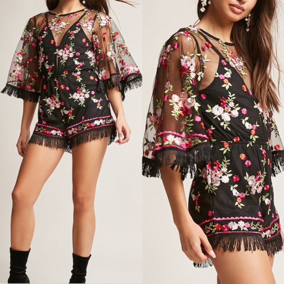 MODA ME COUTURE Pants - MELODAY Embroided Romper MODA ME COUTURE Pants - MELODAY Embroided Romper